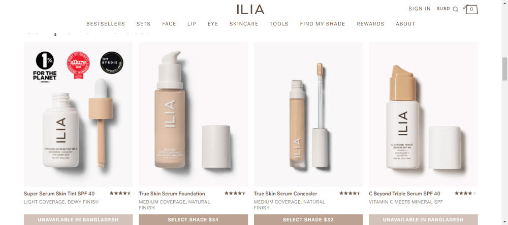 Ilia beauty products