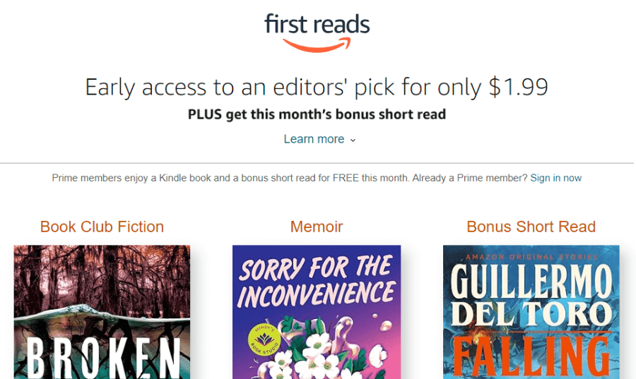 Amazon first reads